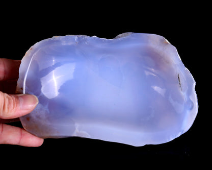 6.2" Blue Chalcedony Hand Carved Crystal Jewelry Tray Fruit Tray