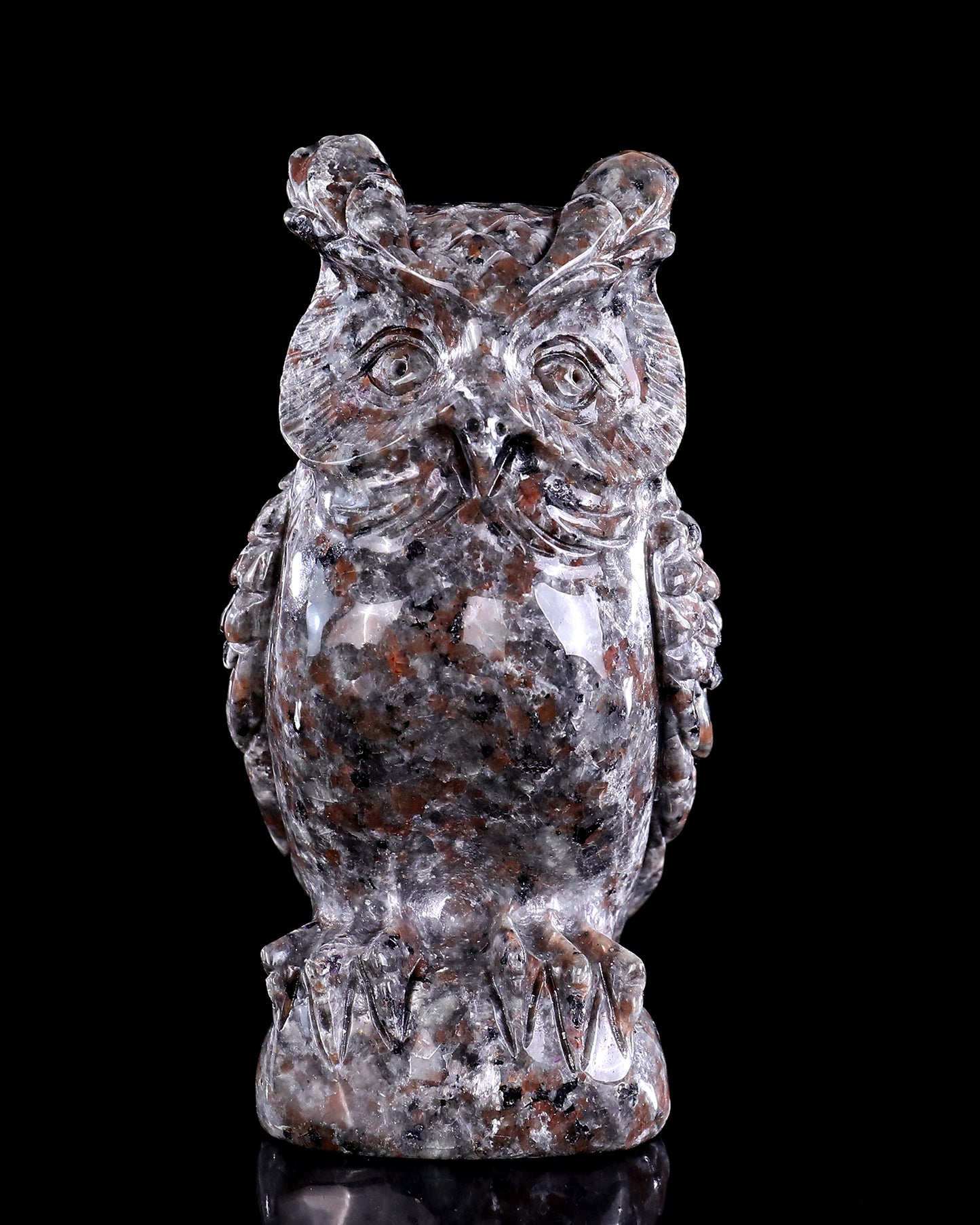 5.7" Yooperlite Hand Carved Crystal Owl Sculpture