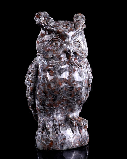 5.7" Yooperlite Hand Carved Crystal Owl Sculpture