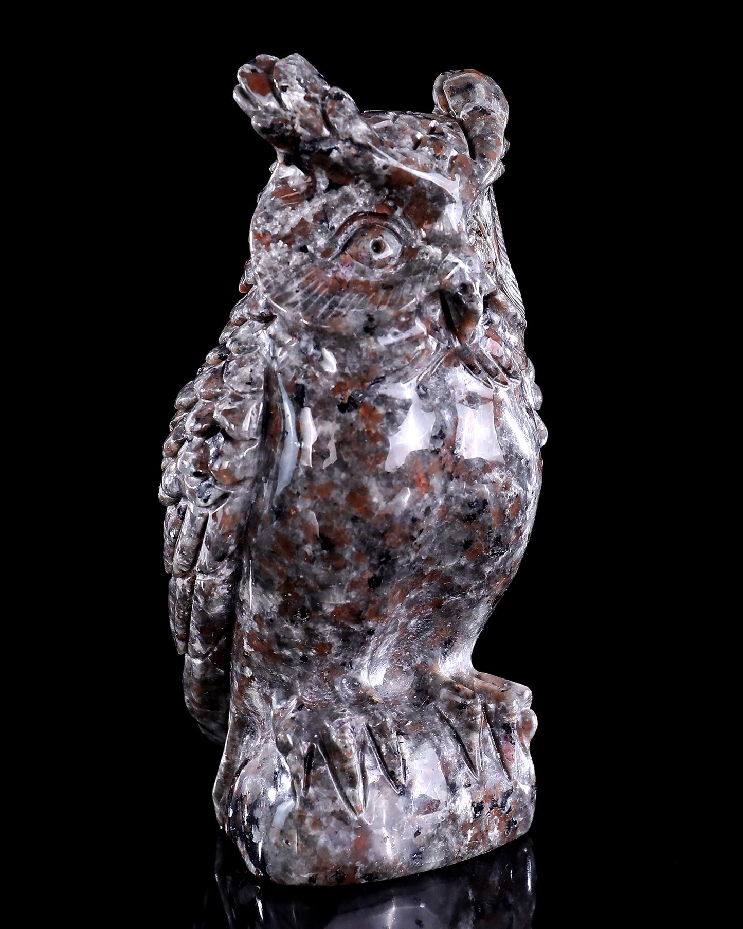 5.7" Yooperlite Hand Carved Crystal Owl Sculpture