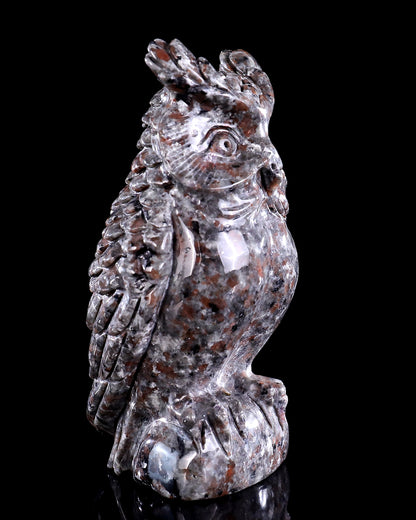 5.7" Yooperlite Hand Carved Crystal Owl Sculpture