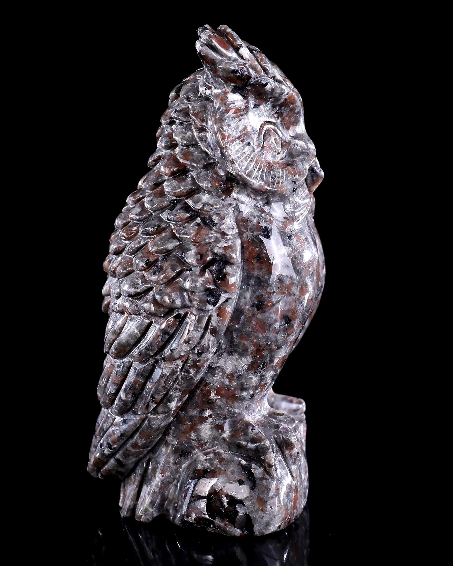 5.7" Yooperlite Hand Carved Crystal Owl Sculpture