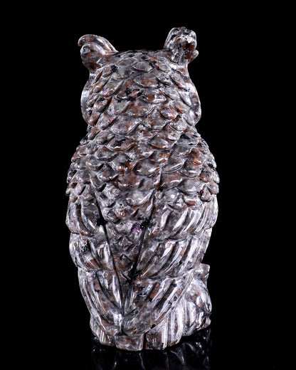 5.7" Yooperlite Hand Carved Crystal Owl Sculpture