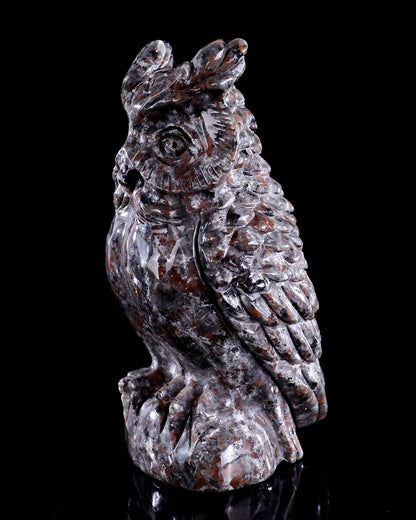 5.7" Yooperlite Hand Carved Crystal Owl Sculpture