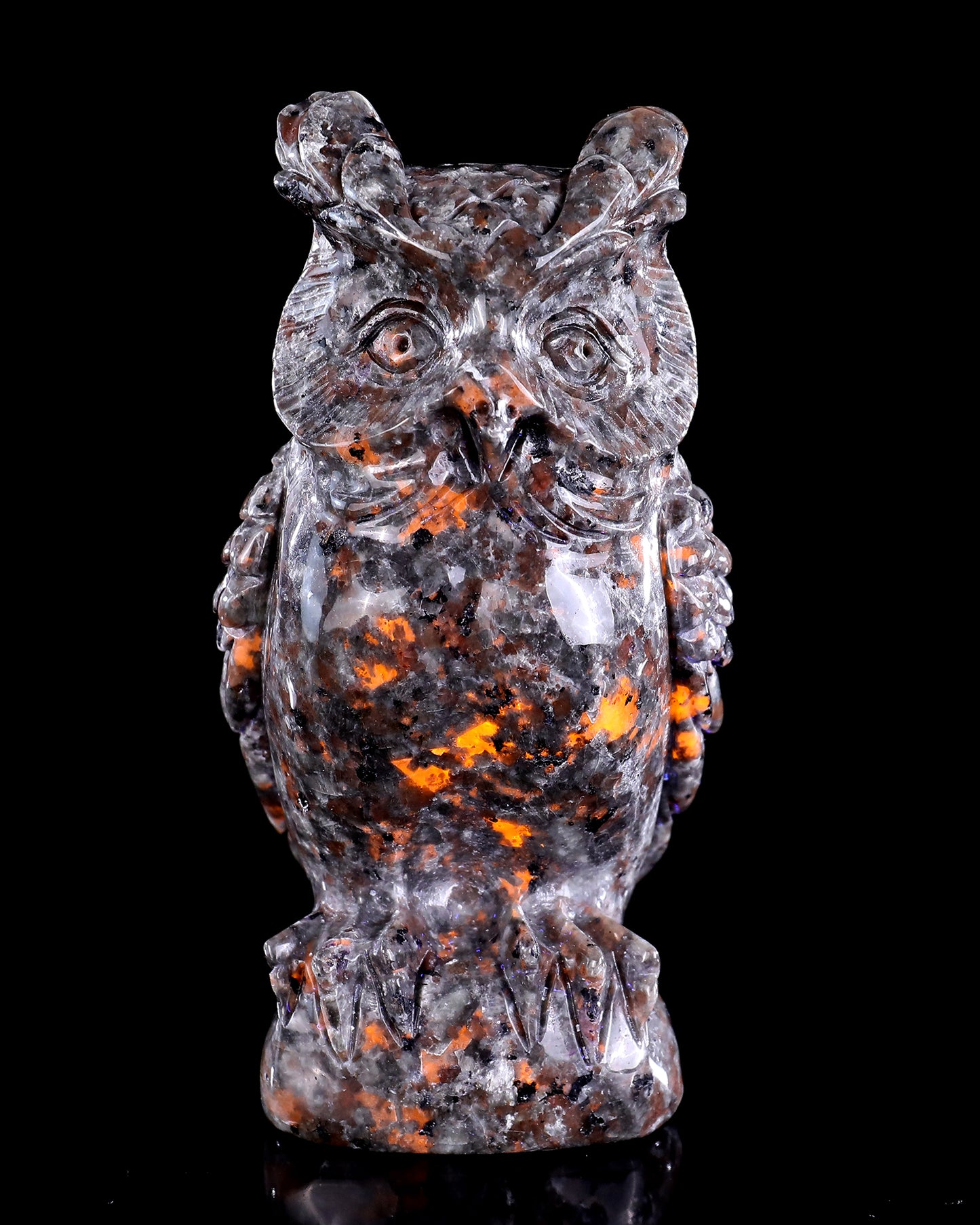 5.7" Yooperlite Hand Carved Crystal Owl Sculpture