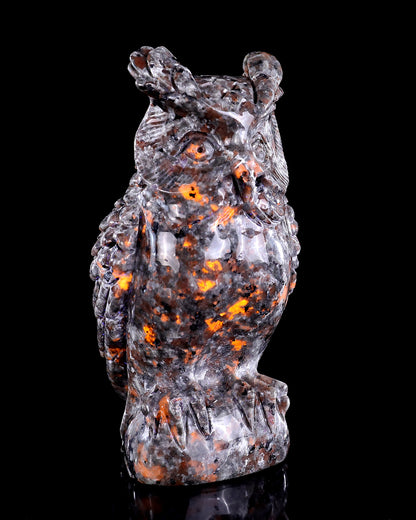 5.7" Yooperlite Hand Carved Crystal Owl Sculpture