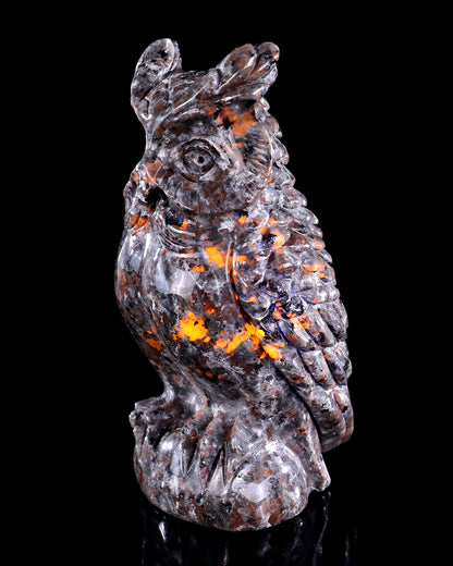 5.7" Yooperlite Hand Carved Crystal Owl Sculpture