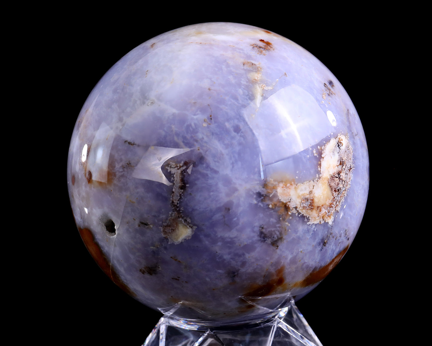 110mm Blue Chalcedony Hand Carved Crystal Sphere