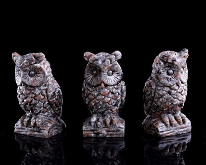 3.0" Yooperlite Hand Carved Crystal Owl Sculpture