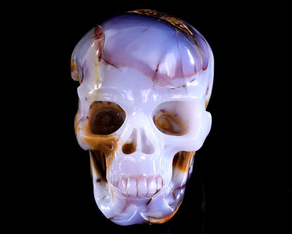 6.3" Blue Chalcedony Hand Carved Crystal Realistic Skull Sculpture