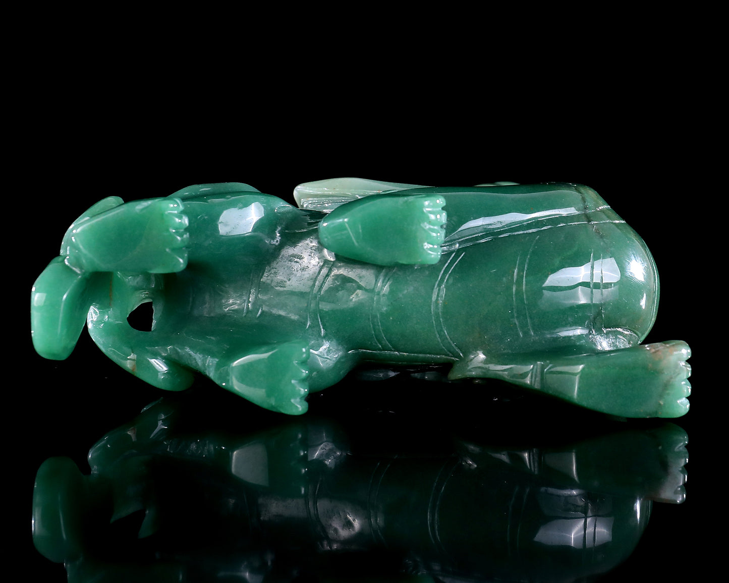 6.7" Green Aventurine Hand Carved Crystal Kylin Sculpture