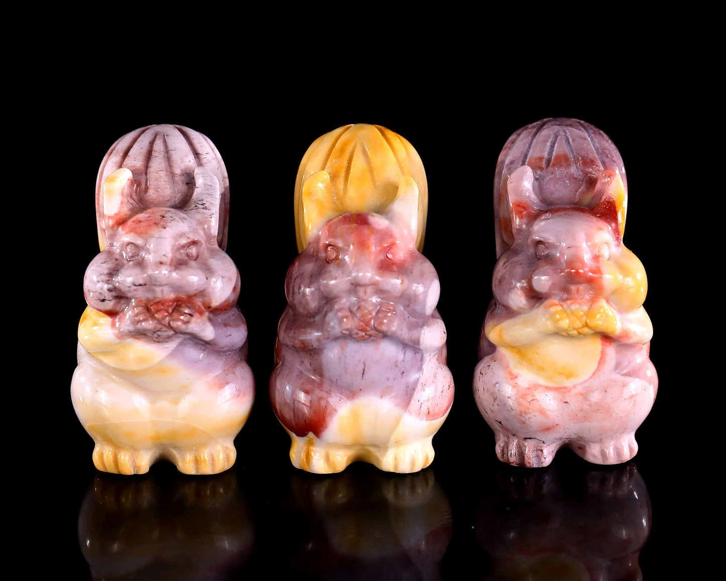 2.0" Mookaite Jasper Hand Carved Crystal Squirrel Sculpture 3pcs