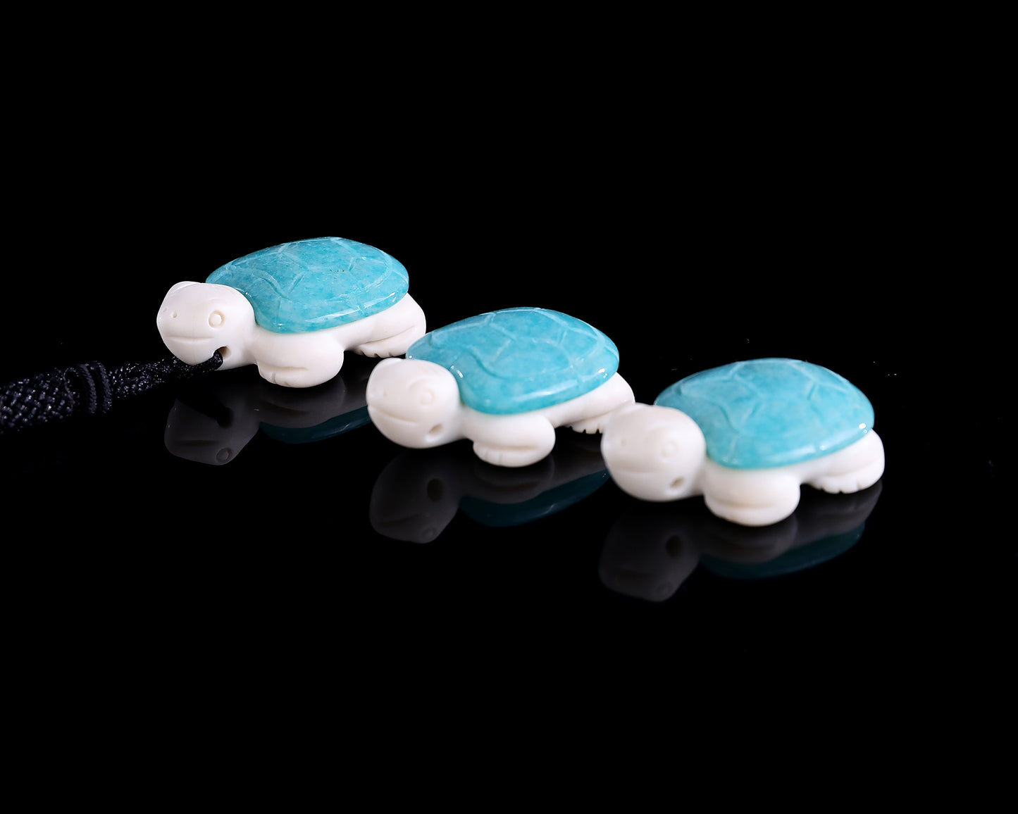 1.5" Amazonite Hand Carved Crystal Mini Turtle Pendant 3pcs