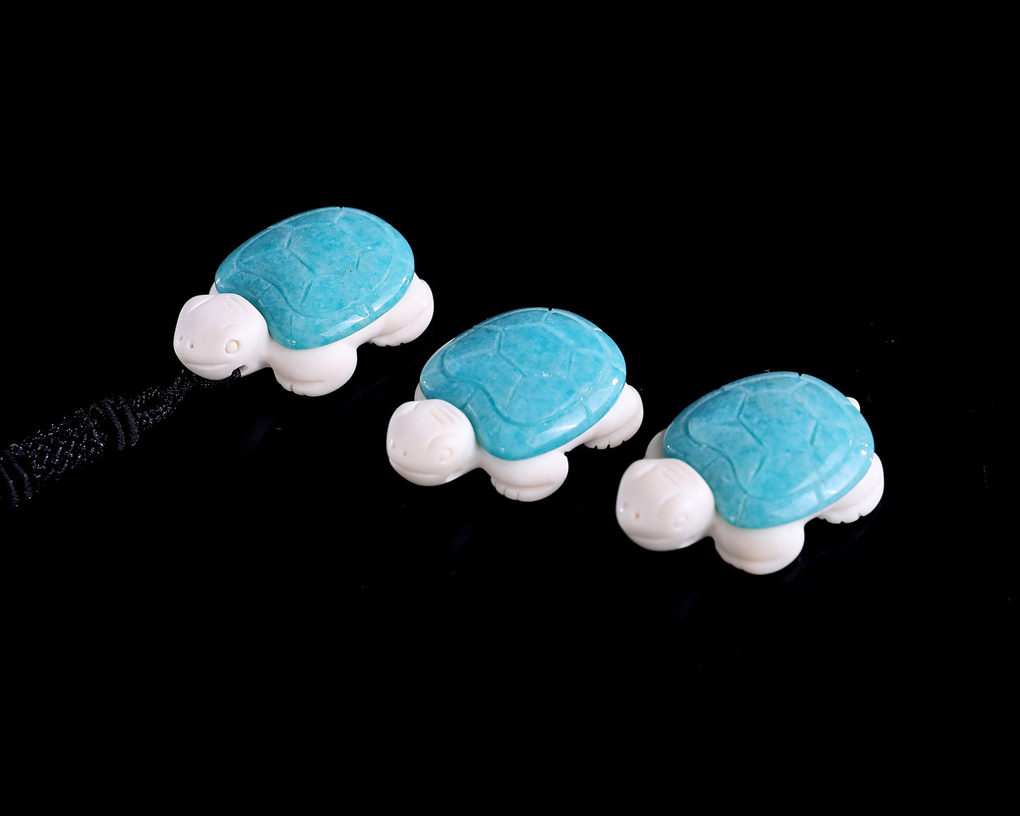 1.5" Amazonite Hand Carved Crystal Mini Turtle Pendant 3pcs