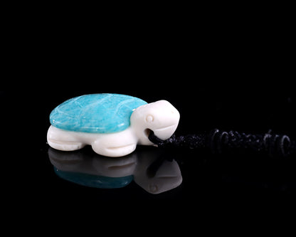 1.5" Amazonite Hand Carved Crystal Mini Turtle Pendant 3pcs