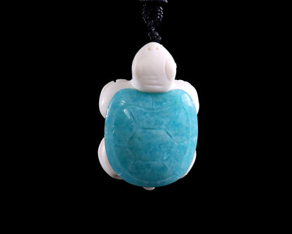 1.5" Amazonite Hand Carved Crystal Mini Turtle Pendant 3pcs