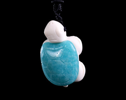 1.5" Amazonite Hand Carved Crystal Mini Turtle Pendant 3pcs