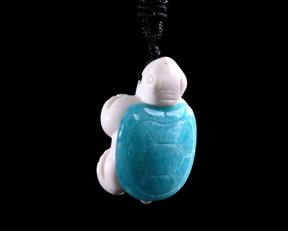 1.5" Amazonite Hand Carved Crystal Mini Turtle Pendant 3pcs