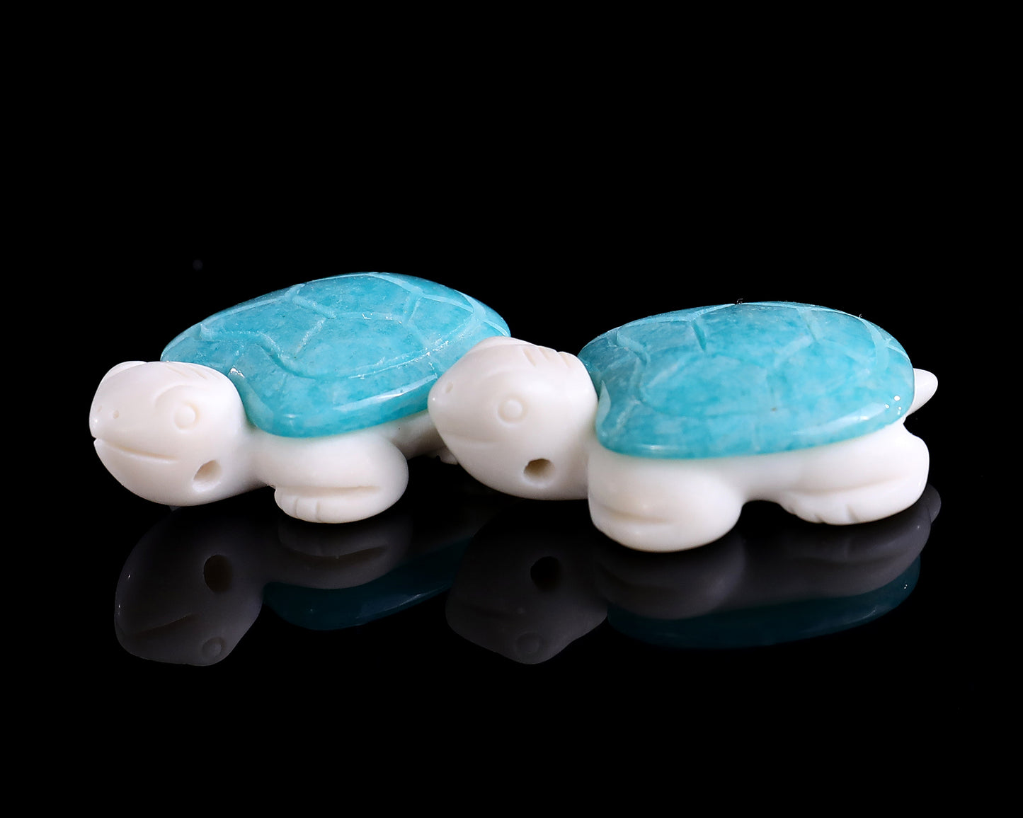 1.5" Amazonite Hand Carved Crystal Mini Turtle Pendant 3pcs