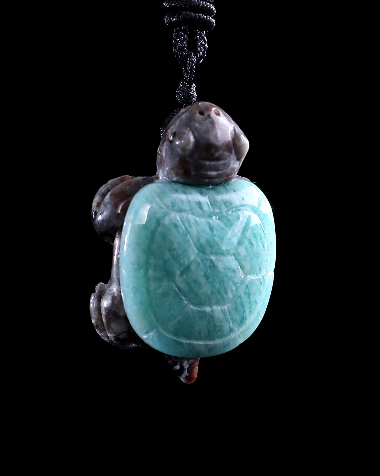 1.5" Amazonite Hand Carved Crystal Mini Turtle Pendant 2pcs