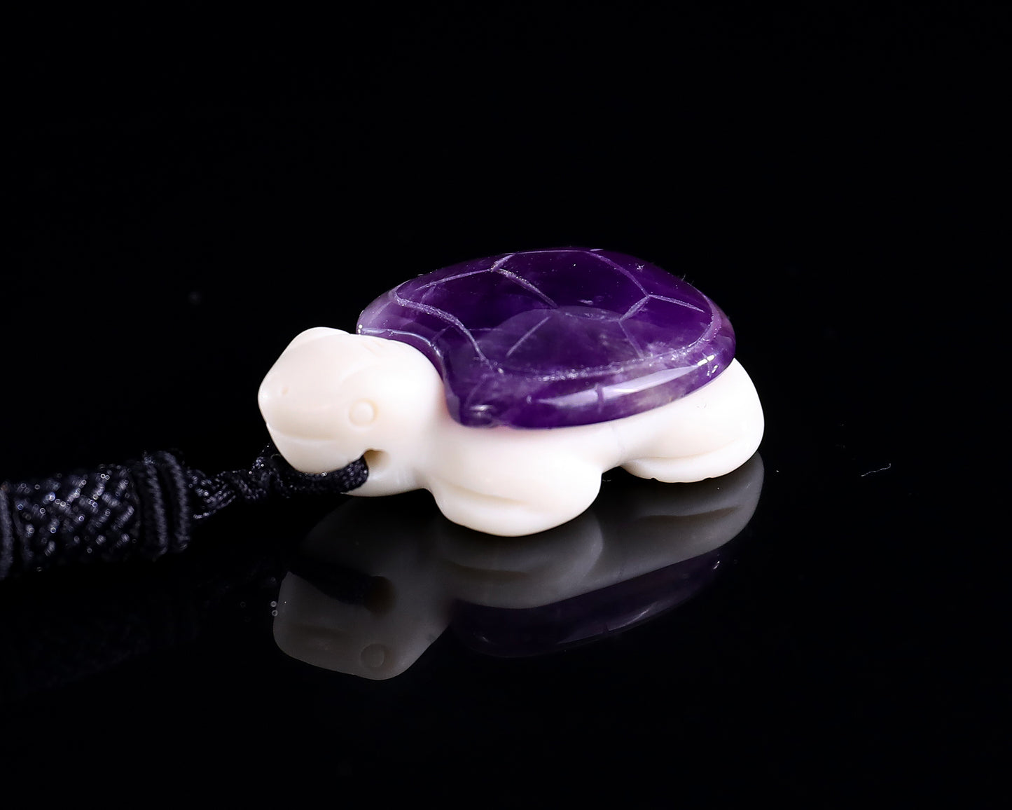 1.5" Amethyst Hand Carved Crystal Mini Turtle Pendant 2pcs