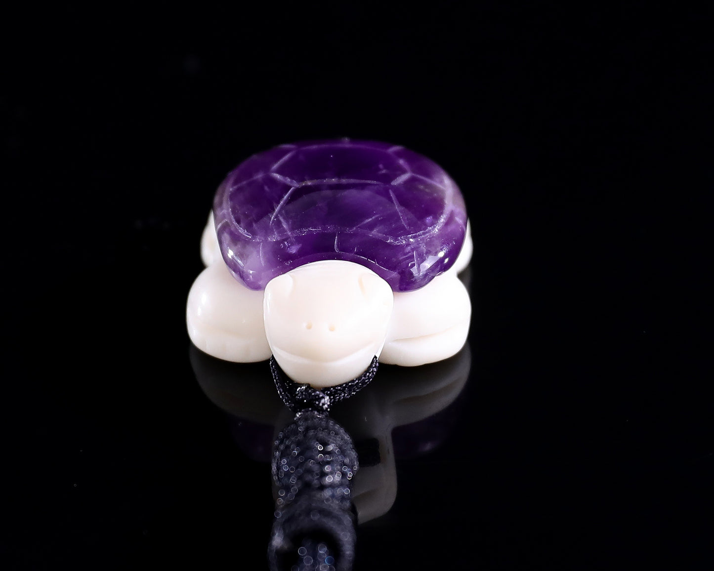 1.5" Amethyst Hand Carved Crystal Mini Turtle Pendant 2pcs