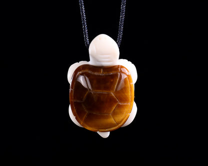 1.5" Tiger Iron Eye Hand Carved Crystal Mini Turtle Pendant 3pcs