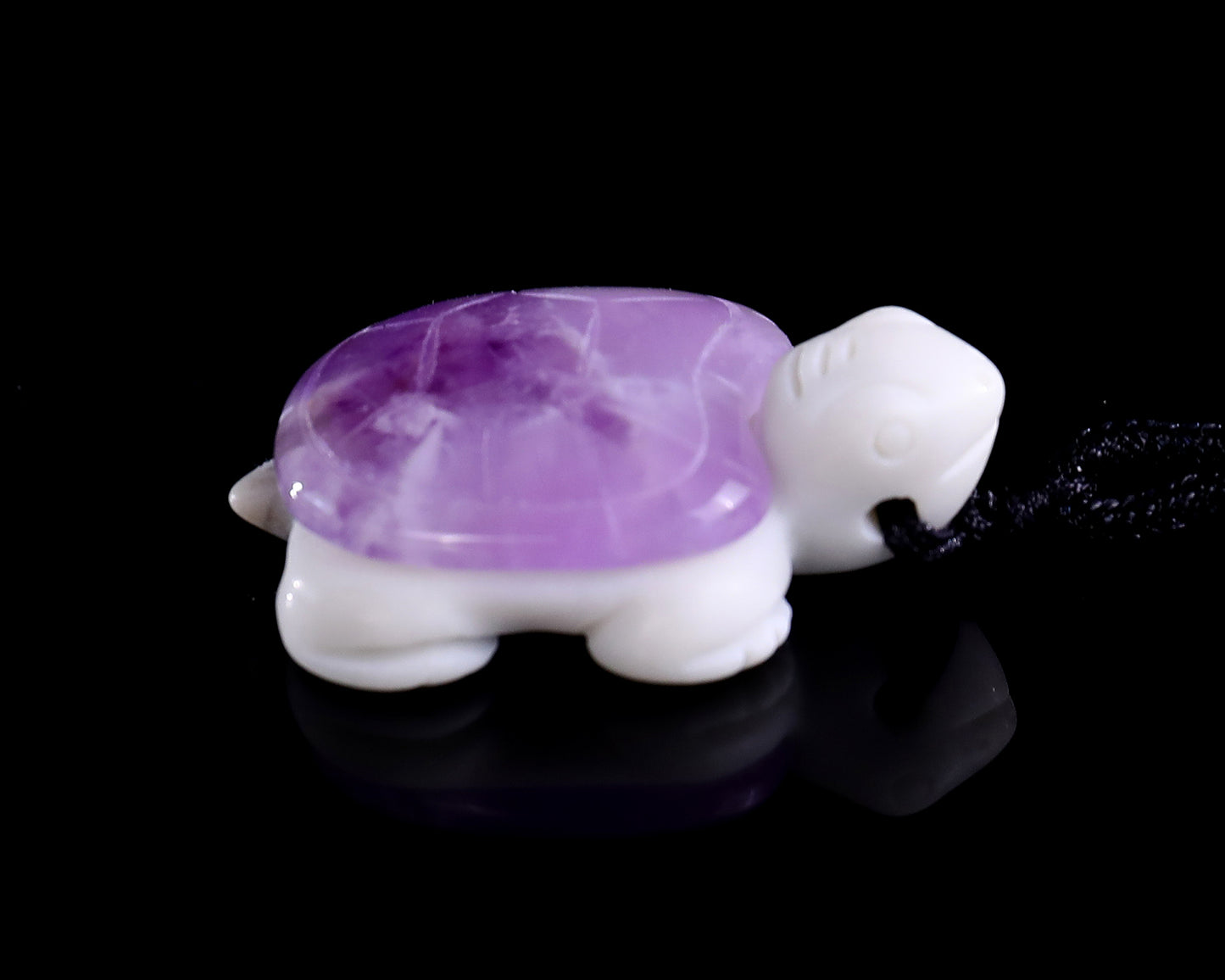 1.5" Amethyst Hand Carved Crystal Mini Turtle Pendant 3pcs