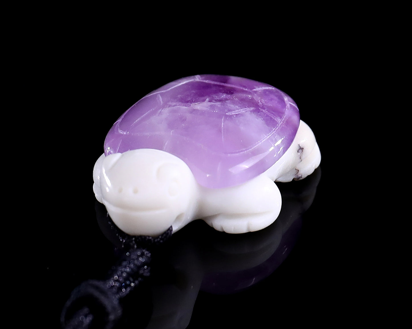 1.5" Amethyst Hand Carved Crystal Mini Turtle Pendant 3pcs