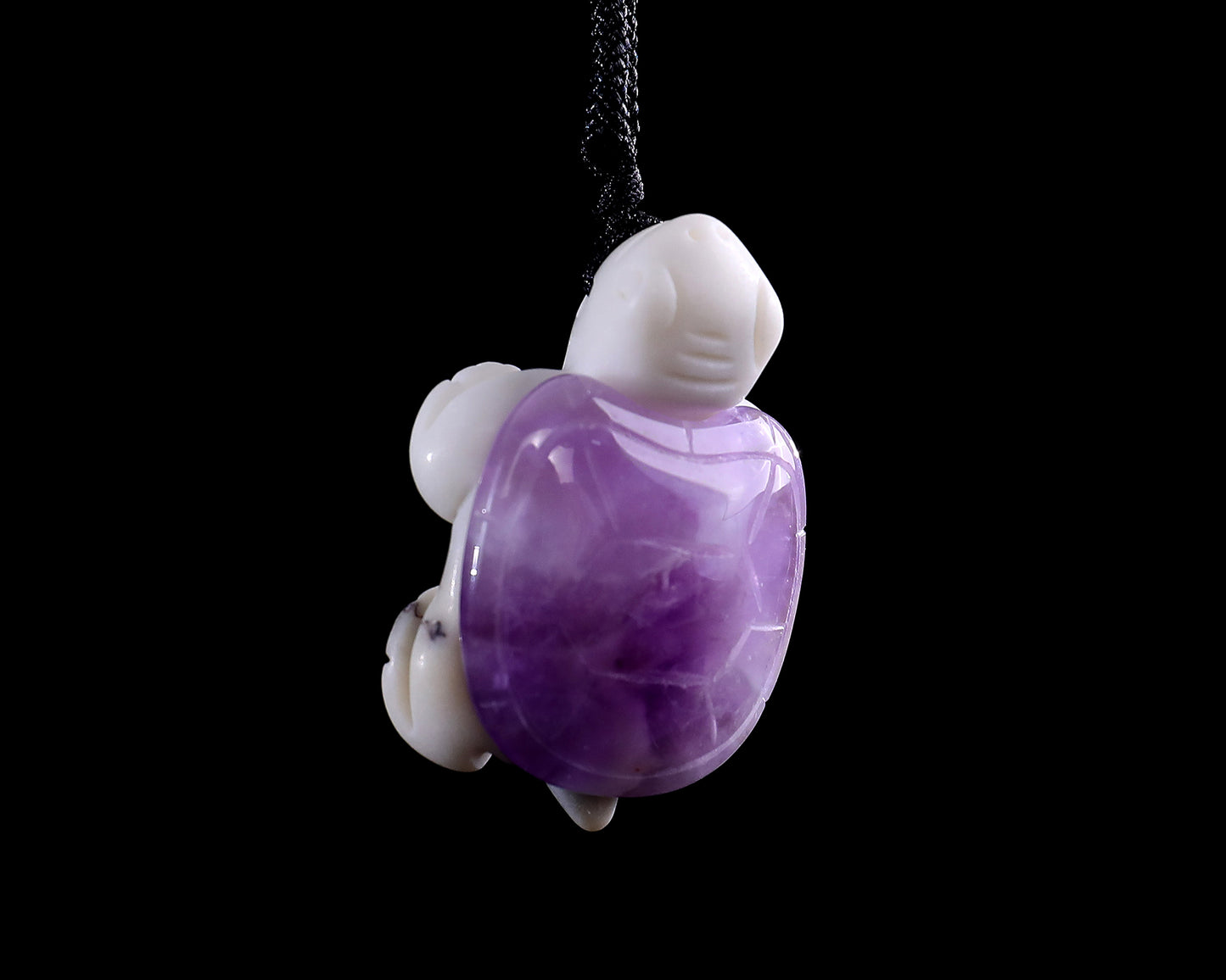 1.5" Amethyst Hand Carved Crystal Mini Turtle Pendant 3pcs