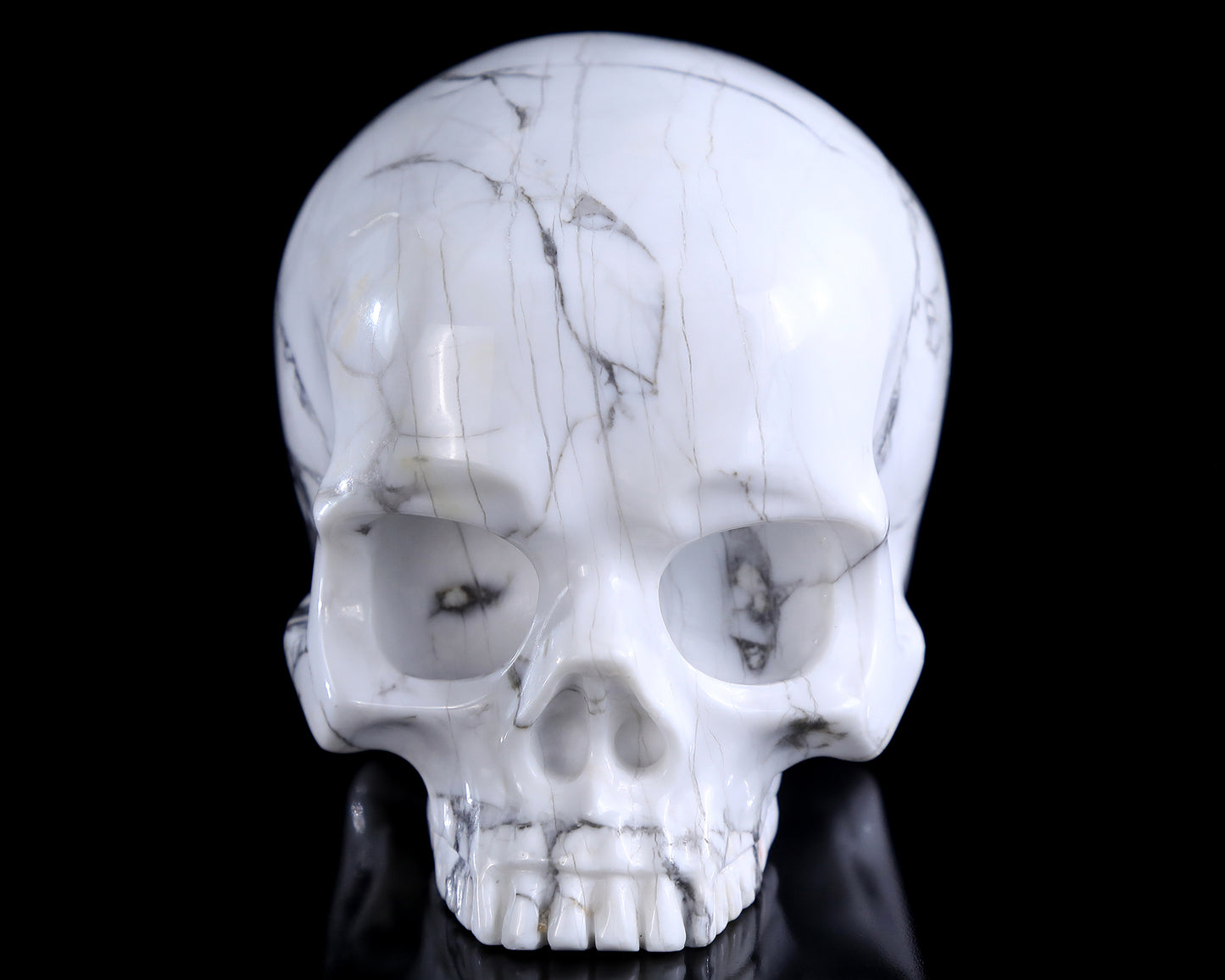 4.0" Howlite Hand Carved Crystal Skull Sculpture