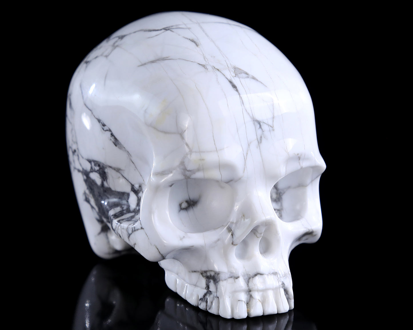 4.0" Howlite Hand Carved Crystal Skull Sculpture