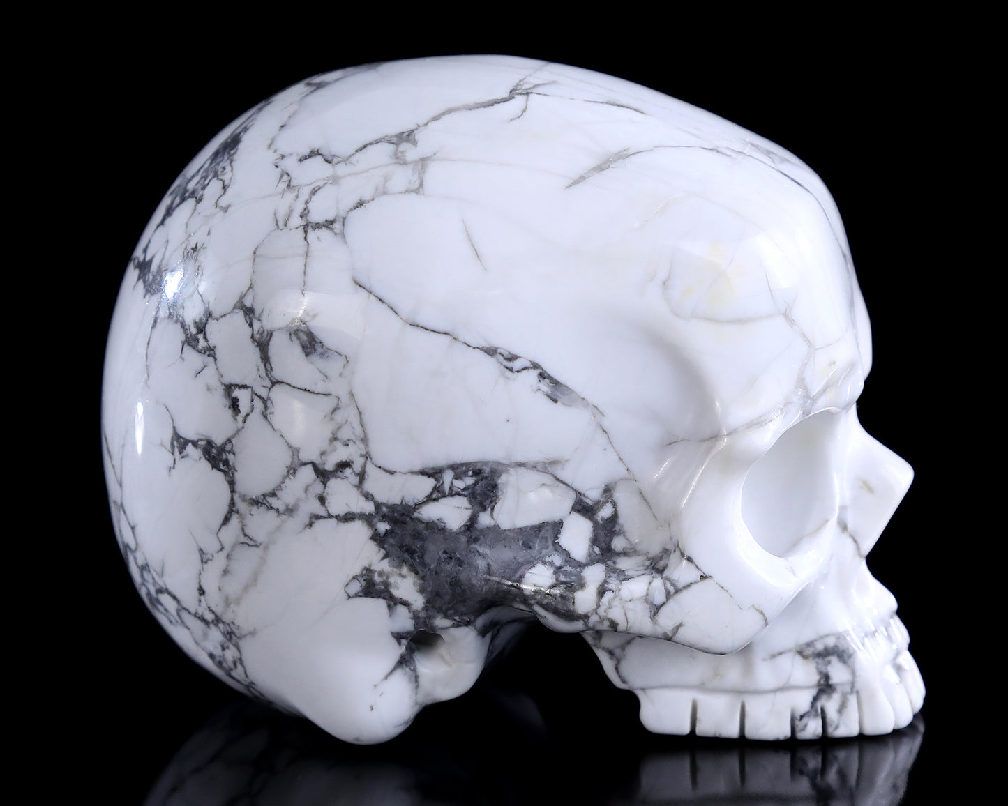 4.0" Howlite Hand Carved Crystal Skull Sculpture