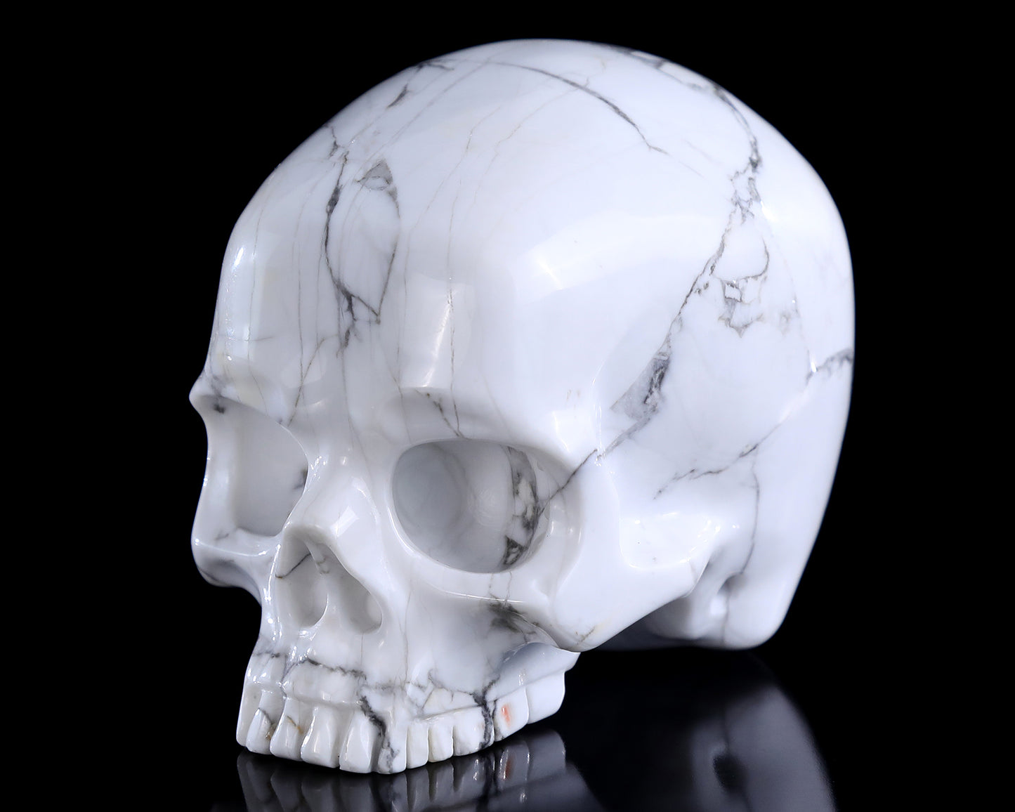 4.0" Howlite Hand Carved Crystal Skull Sculpture