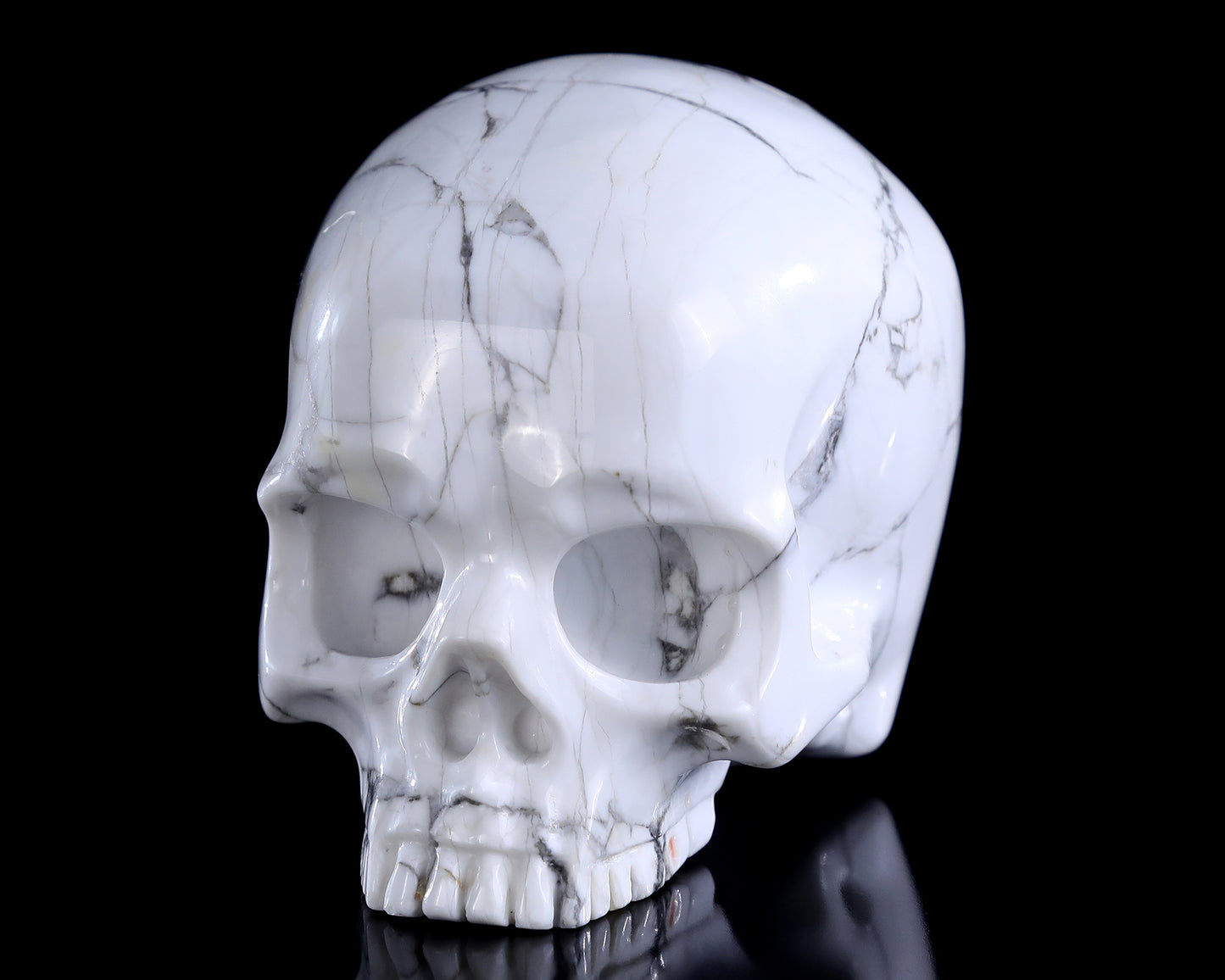 4.0" Howlite Hand Carved Crystal Skull Sculpture