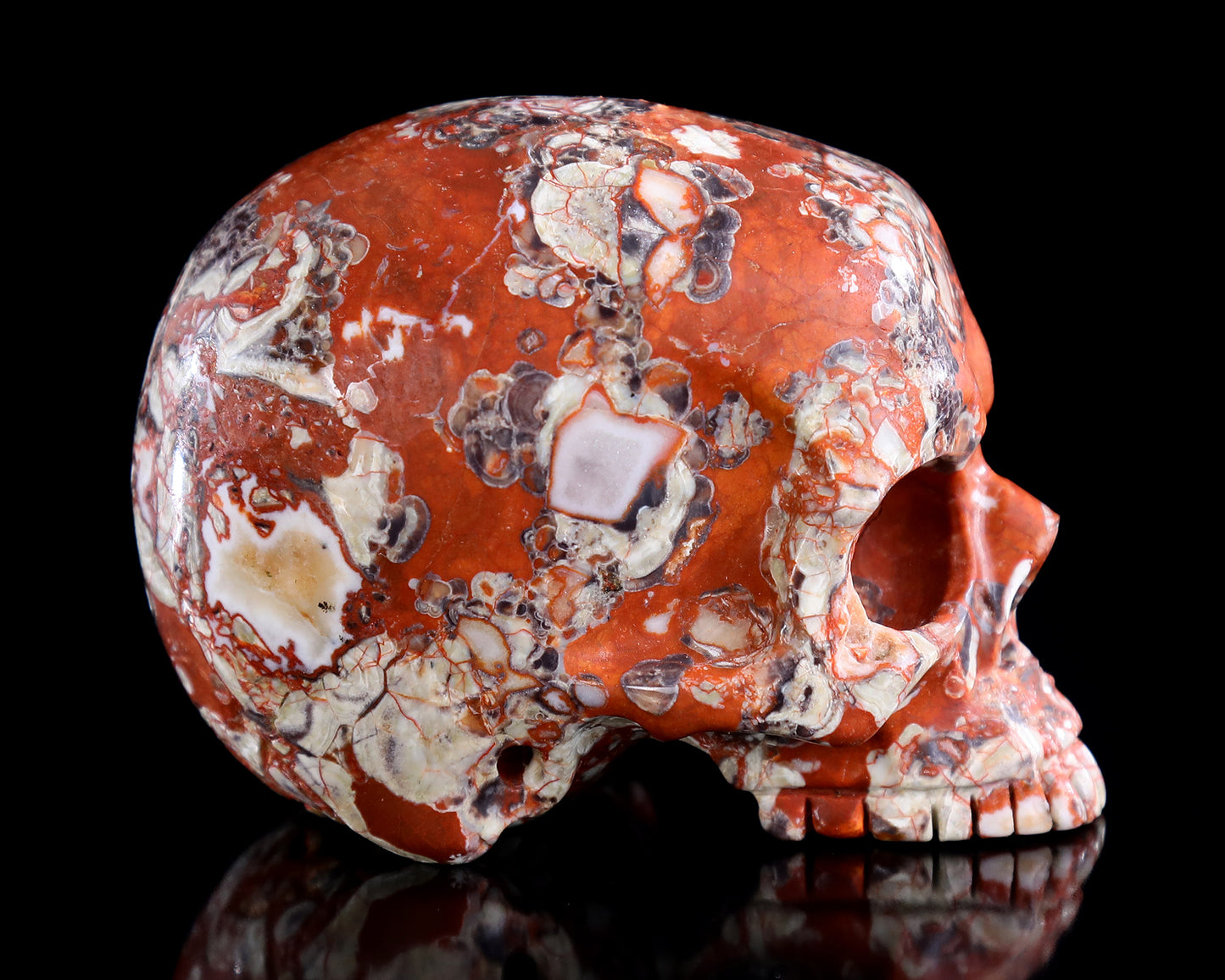 4.0" Coin Agate Hand Carved Crystal Skull Sculpture