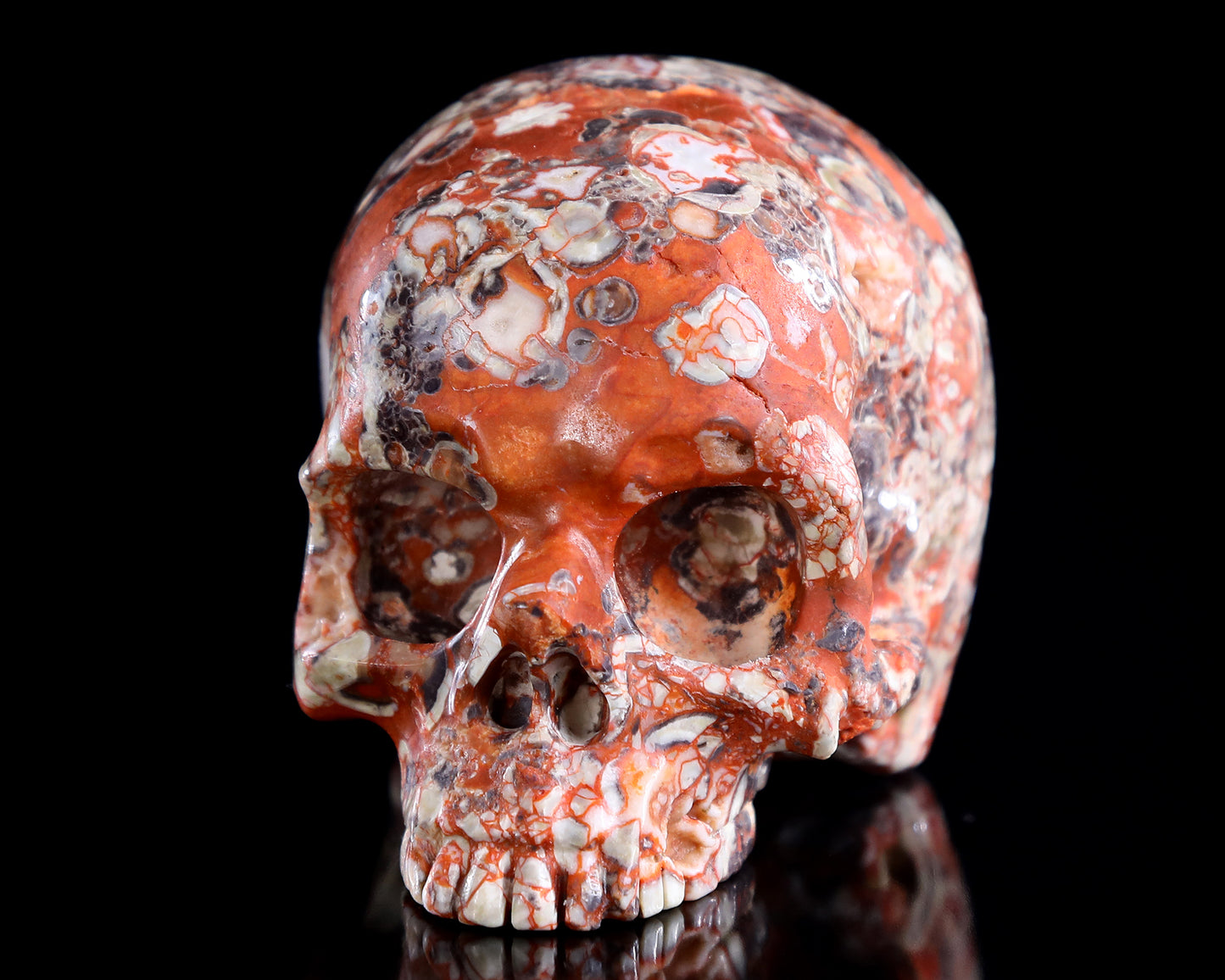 4.0" Coin Agate Hand Carved Crystal Skull Sculpture