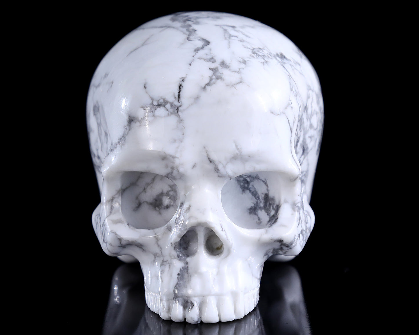 4.0" Howlite Hand Carved Crystal Skull Sculpture