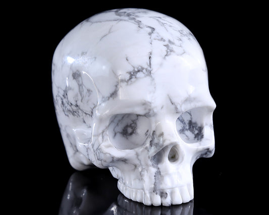 4.0" Howlite Hand Carved Crystal Skull Sculpture