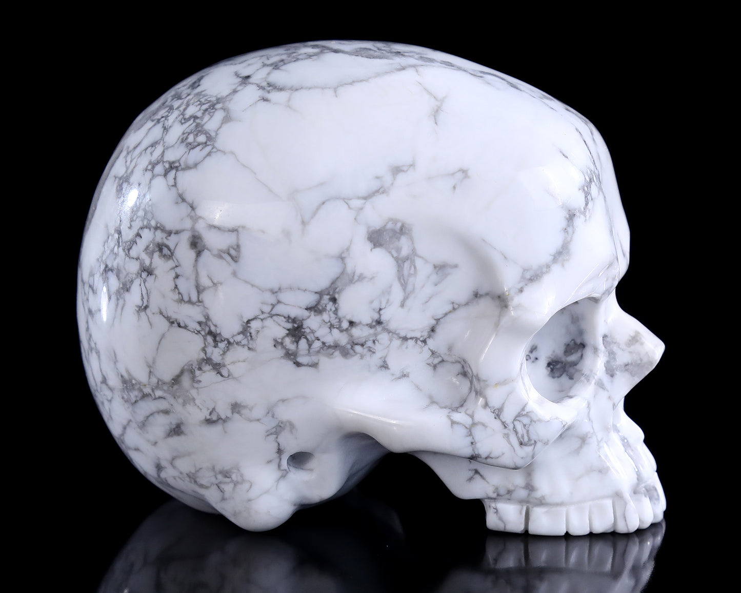 4.0" Howlite Hand Carved Crystal Skull Sculpture