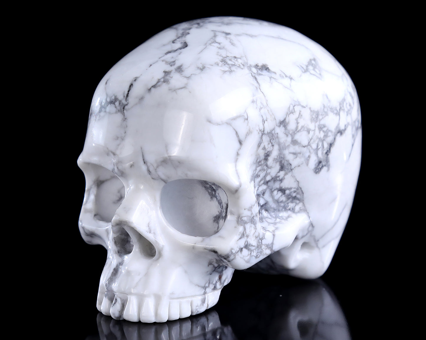 4.0" Howlite Hand Carved Crystal Skull Sculpture