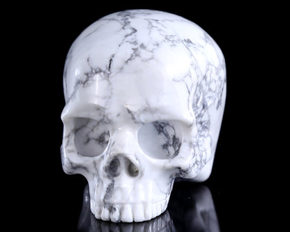 4.0" Howlite Hand Carved Crystal Skull Sculpture