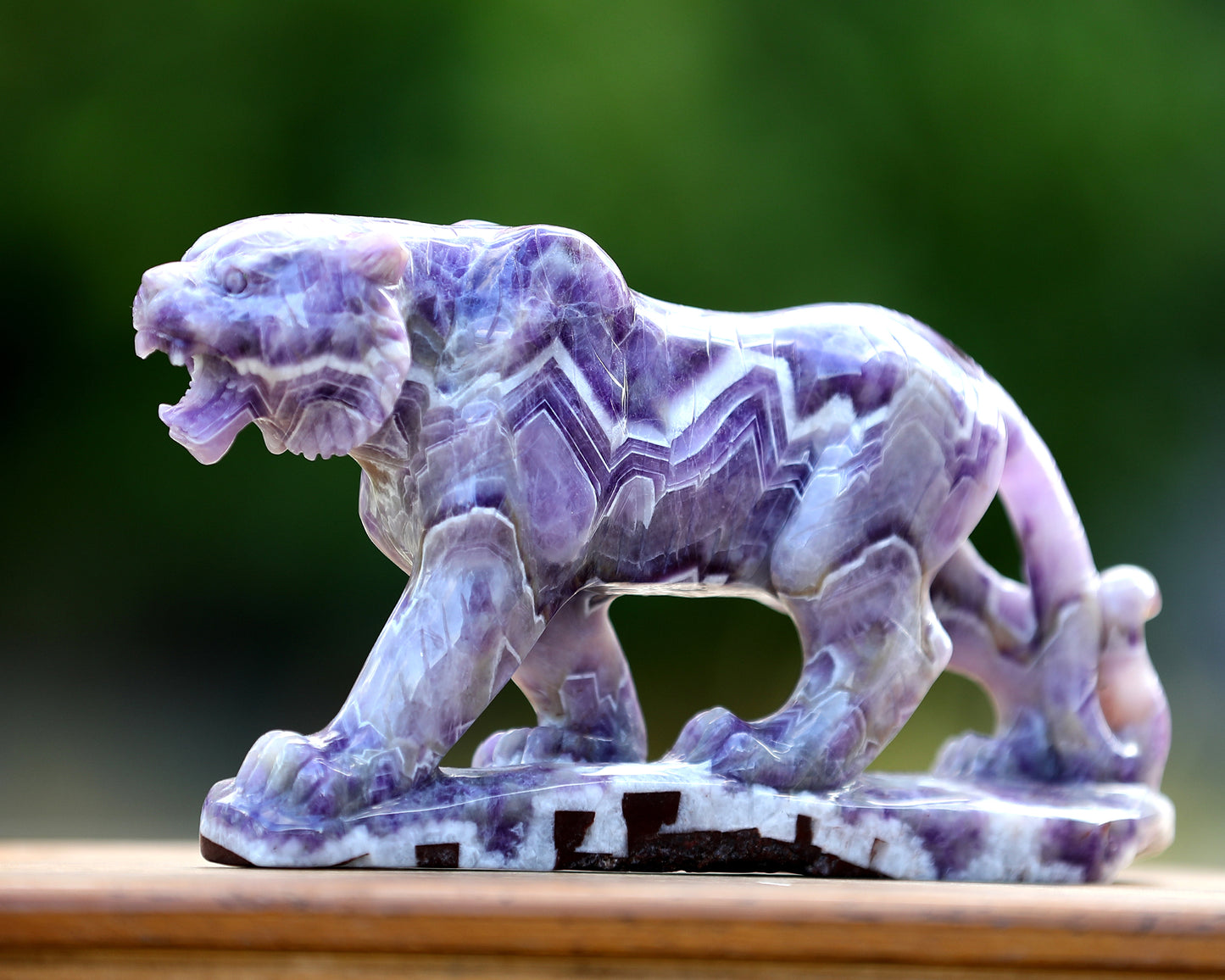 Amazing 9.6" Dream Amethyst Hand Carved Crystal Tiger Sculpture