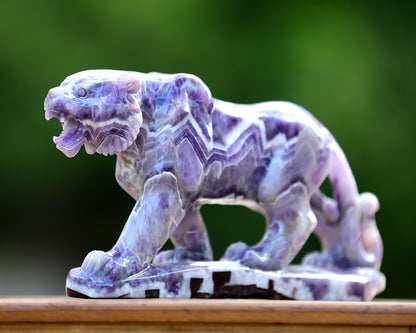 Amazing 9.6" Dream Amethyst Hand Carved Crystal Tiger Sculpture