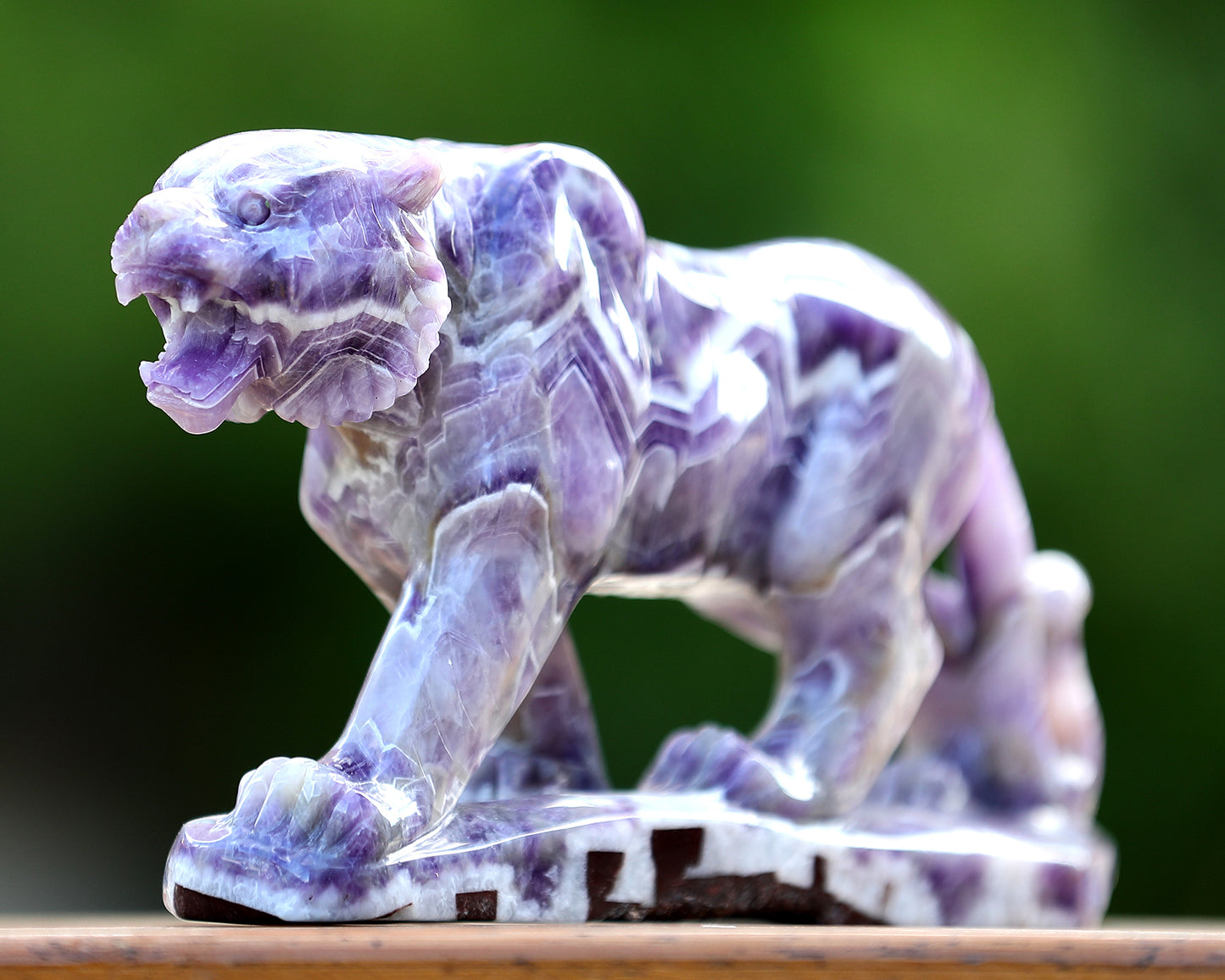 Amazing 9.6" Dream Amethyst Hand Carved Crystal Tiger Sculpture