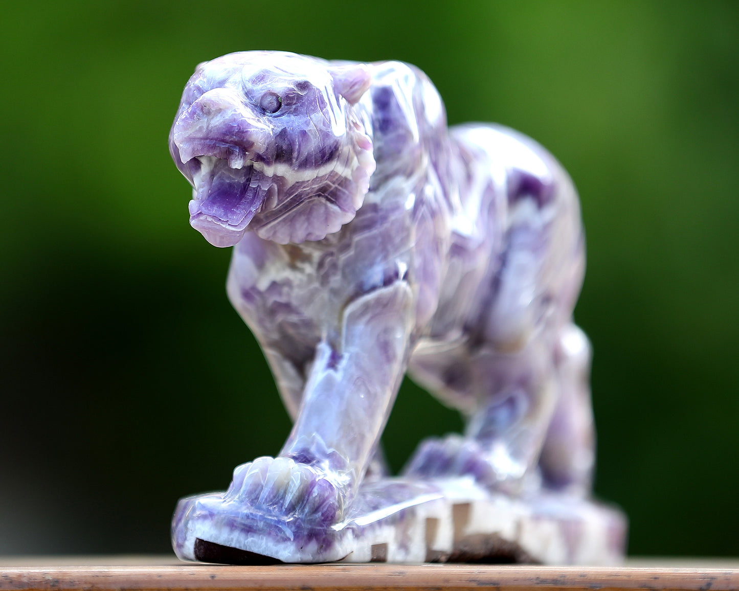 Amazing 9.6" Dream Amethyst Hand Carved Crystal Tiger Sculpture