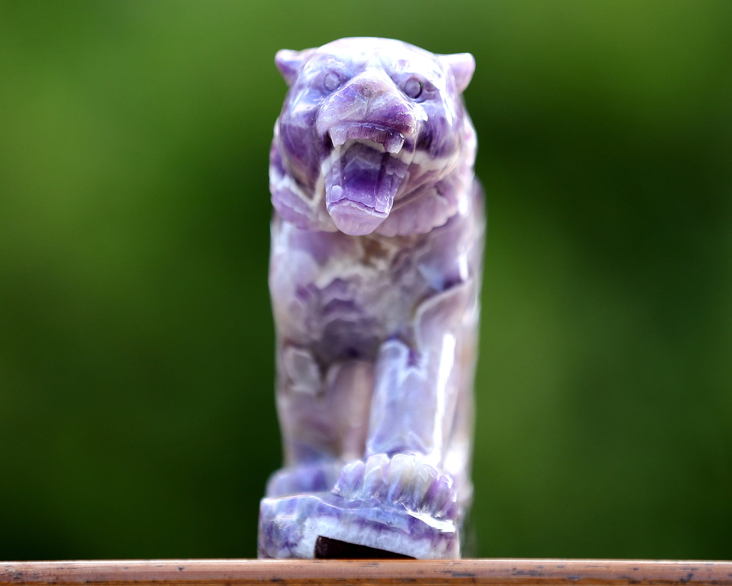 Amazing 9.6" Dream Amethyst Hand Carved Crystal Tiger Sculpture