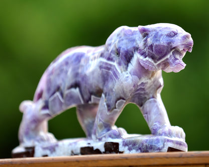 Amazing 9.6" Dream Amethyst Hand Carved Crystal Tiger Sculpture