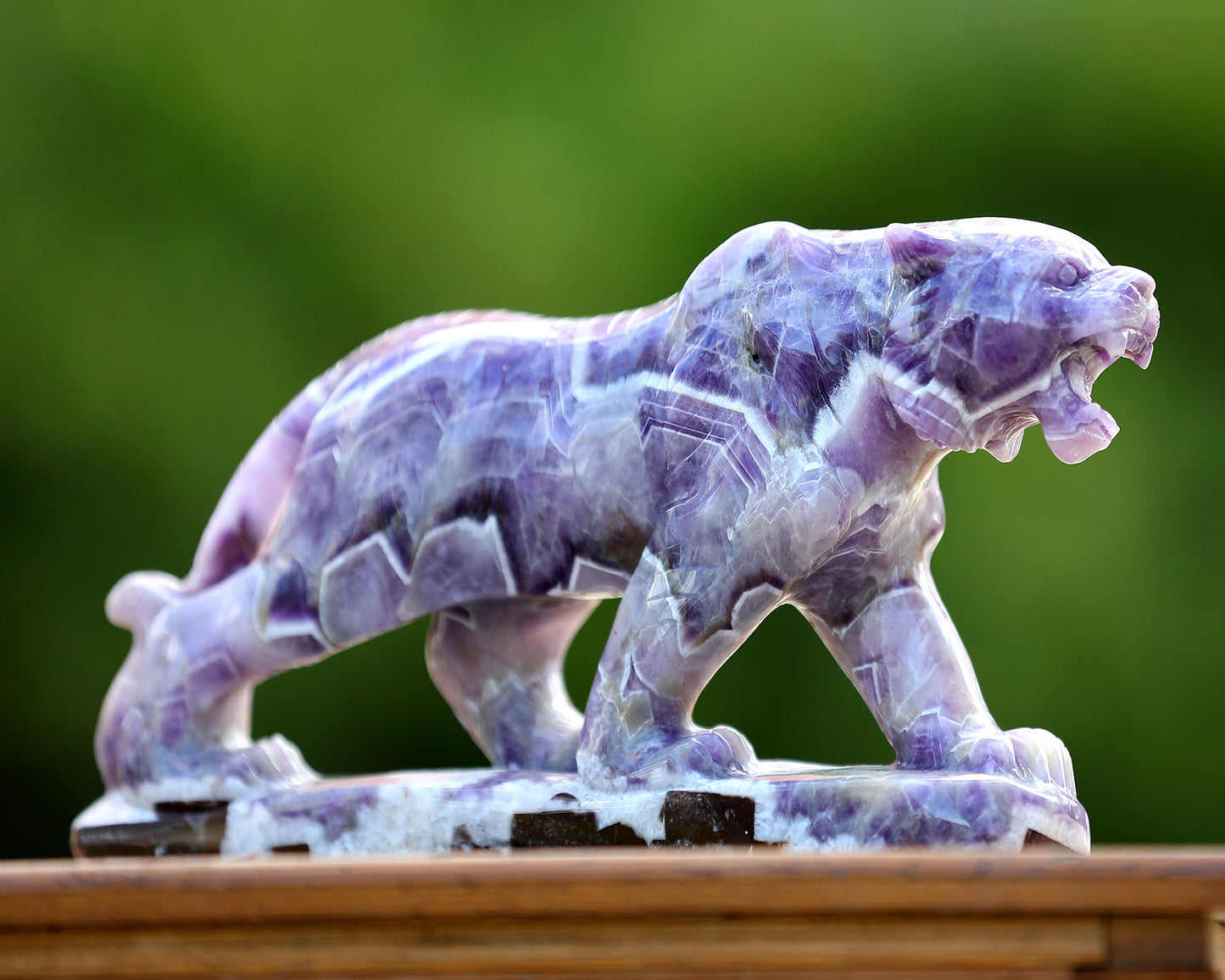 Amazing 9.6" Dream Amethyst Hand Carved Crystal Tiger Sculpture