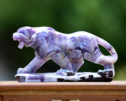 Amazing 8.3" Dream Amethyst Hand Carved Crystal Tiger Sculpture